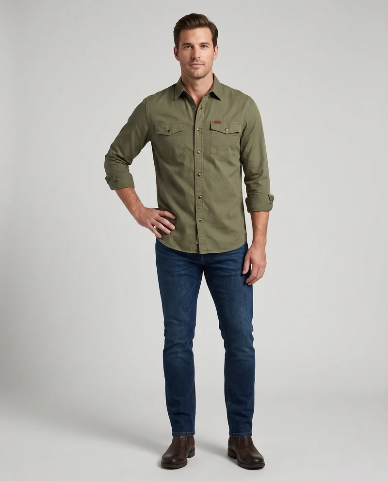 Herren Canvas Utility Overshirt mit Brusttaschen und lässigem Hemdkragen Nord Taschen