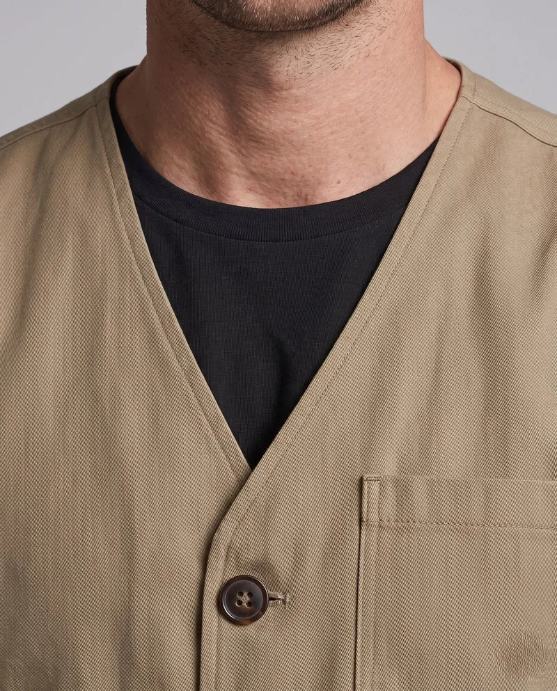 Herren-Canvas-Weste im Utility-Stil mit Knopfleiste und Pattenaschen Nord Taschen