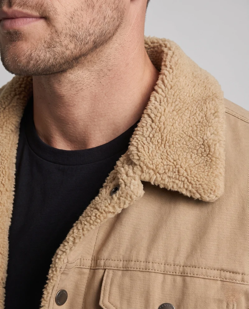Herren-Canvas-Jacke mit durchgehendem Teddy-Futter und Reverskragen Nord Taschen