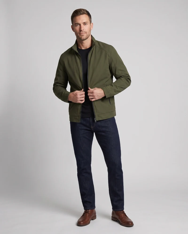 Herren Freizeit Canvas Blouson mit Stehkragen, Reißverschlusstaschen und wärmendem Fleece-Futter Nord Taschen