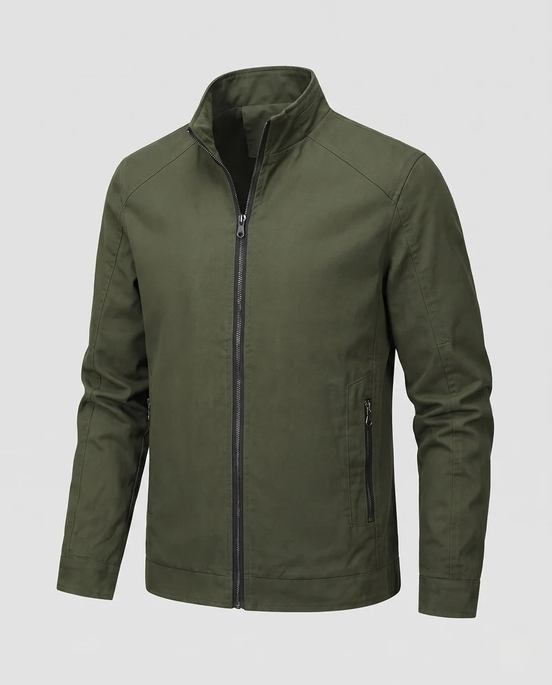 Herren Freizeit Canvas Blouson mit Stehkragen, Reißverschlusstaschen und wärmendem Fleece-Futter Nord Taschen
