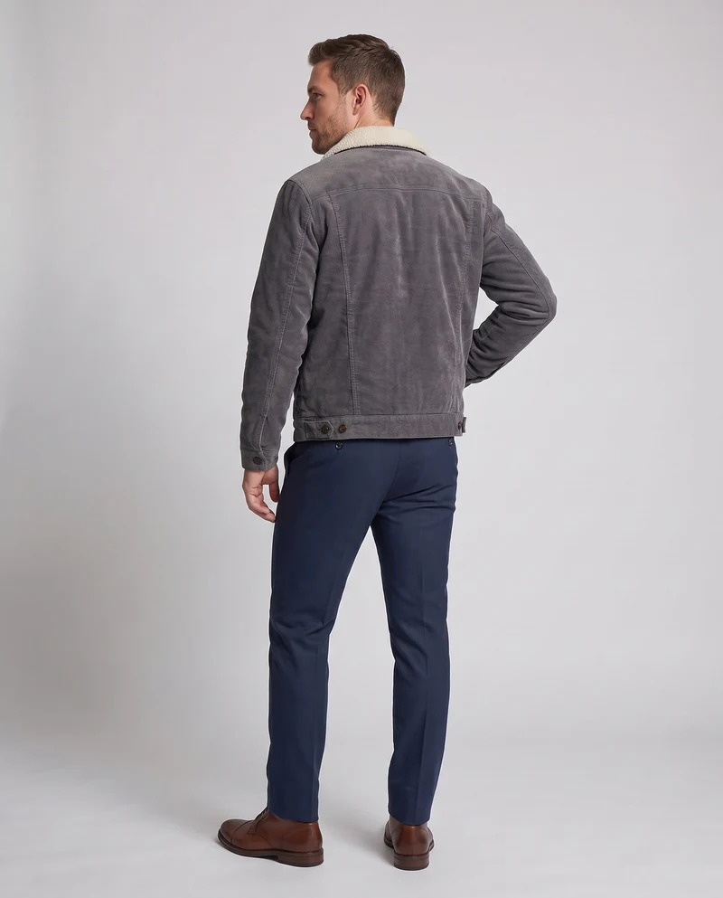 Herren Cordjacke im Trucker-Stil mit ganzflächigem Sherpa-Futter und Teddy-Kragen Nord Taschen