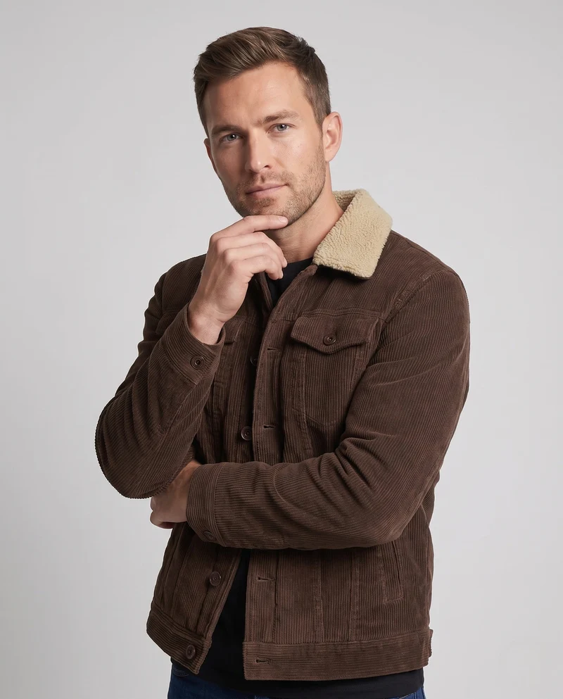 Herren Cordjacke mit komplettem Sherpa-Futter und Reverskragen Nord Taschen