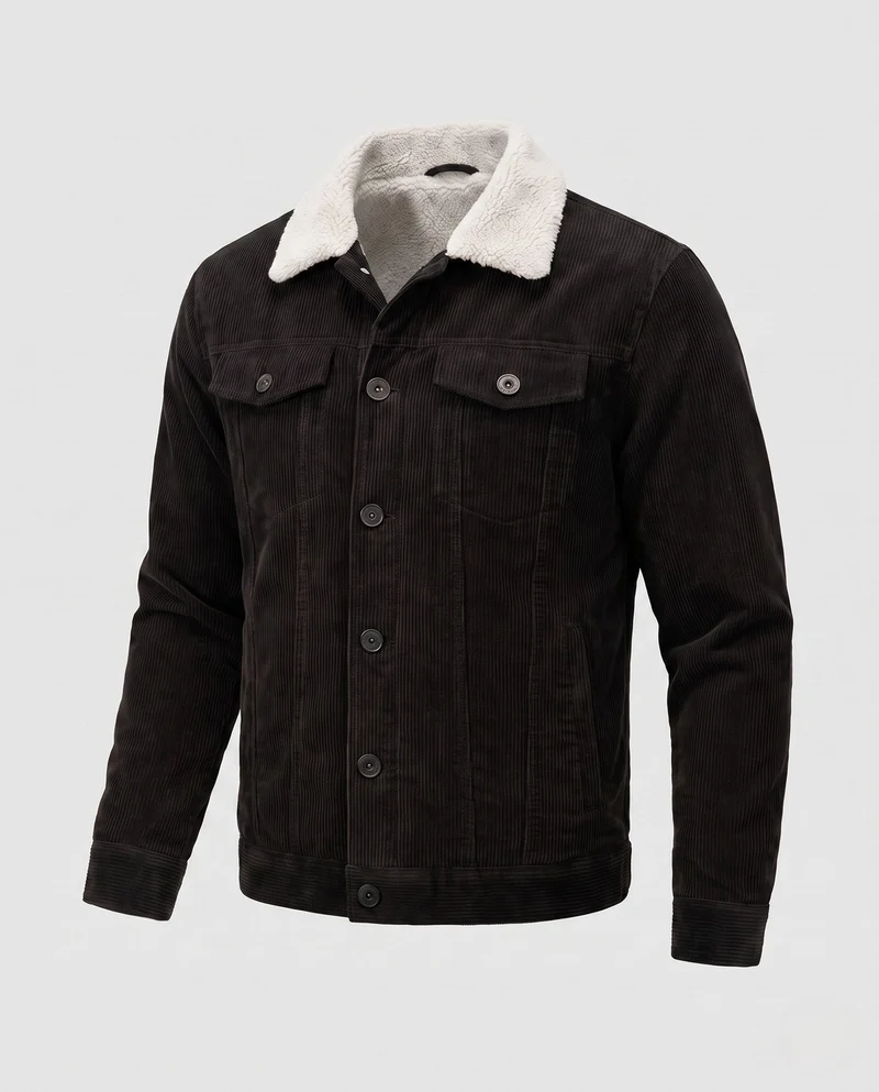 Herren Cordjacke mit komplettem Sherpa-Futter und Reverskragen Nord Taschen