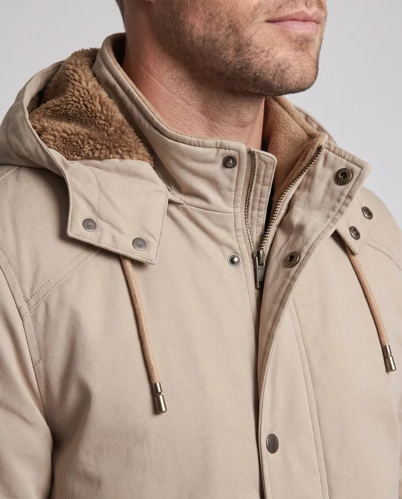 Herren Feldparka im Canvas-Look mit wärmendem Teddy-Fleece-Futter und Utility-Taschen Nord Taschen