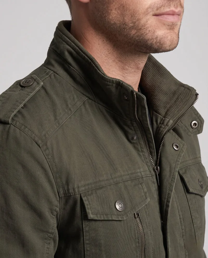 Herren-Feldjacke im militärischen Canvas-Stil mit Stehkragen und Multifunktions-Taschen Nord Taschen