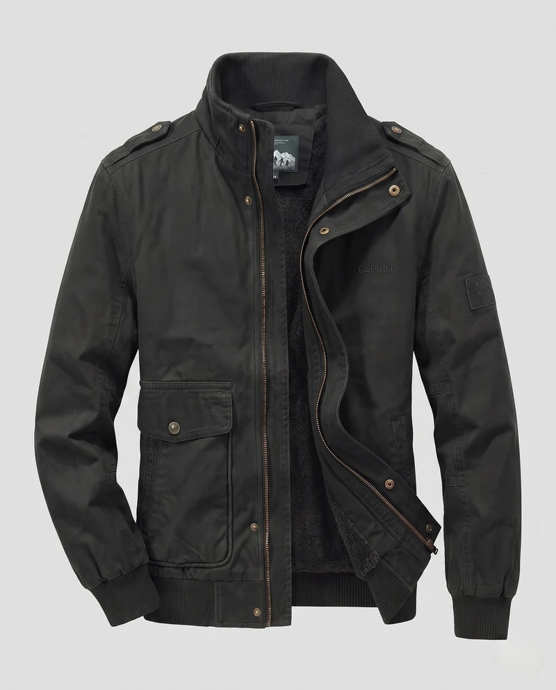 Herren-Feldjacke mit komplettem Teddy-Futter, Stehkragen und Klappentaschen Nord Taschen