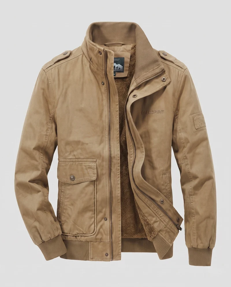 Herren-Feldjacke mit komplettem Teddy-Futter, Stehkragen und Klappentaschen Nord Taschen