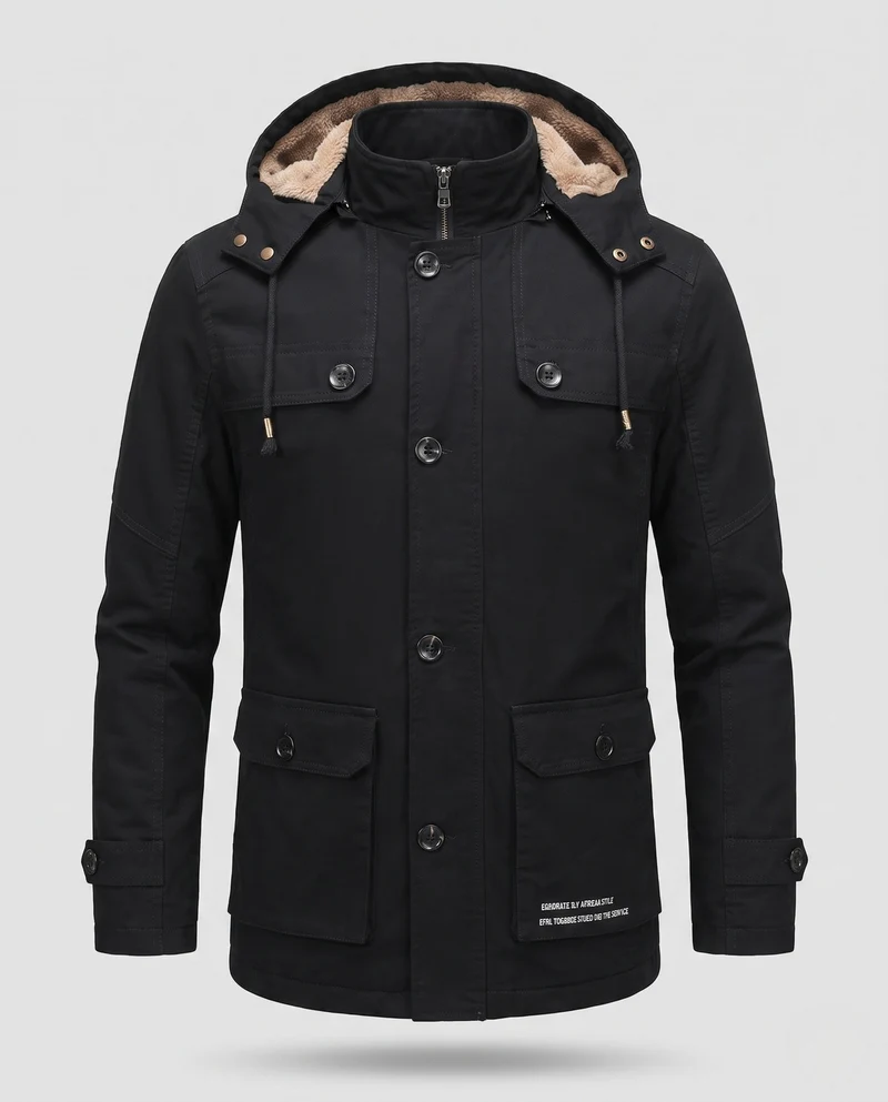 Herren-Feldparka mit Sherpa-Futterkapuze und multifunktionalen Utility-Taschen Nord Taschen