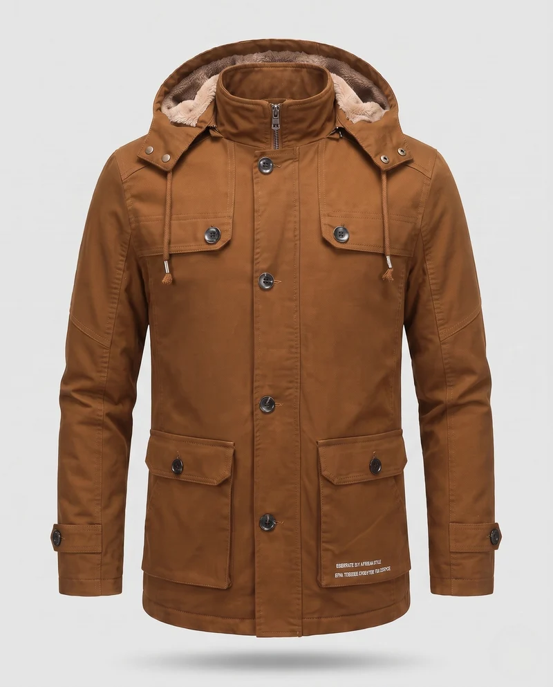 Herren-Feldparka mit Sherpa-Futterkapuze und multifunktionalen Utility-Taschen Nord Taschen