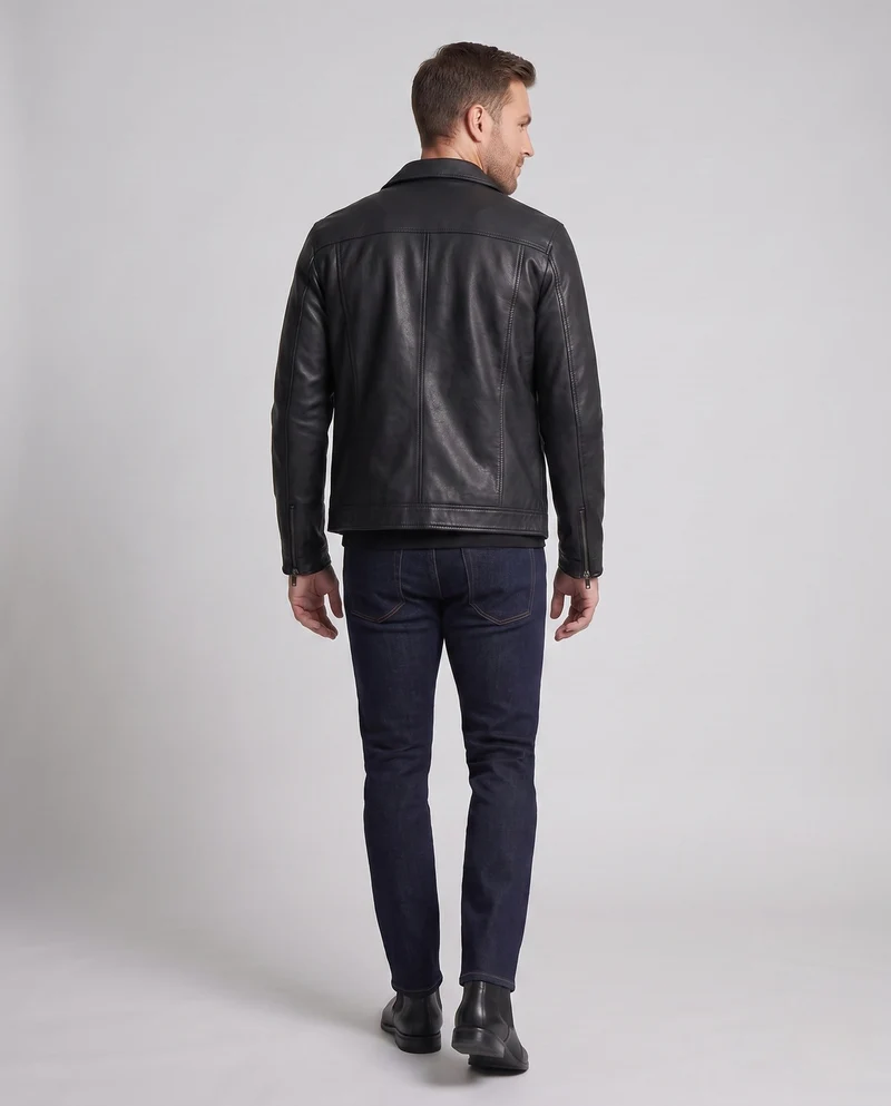 Herren Fitted Kunstlederjacke mit thermischer Fütterung und Brustklappentaschen Nord Taschen