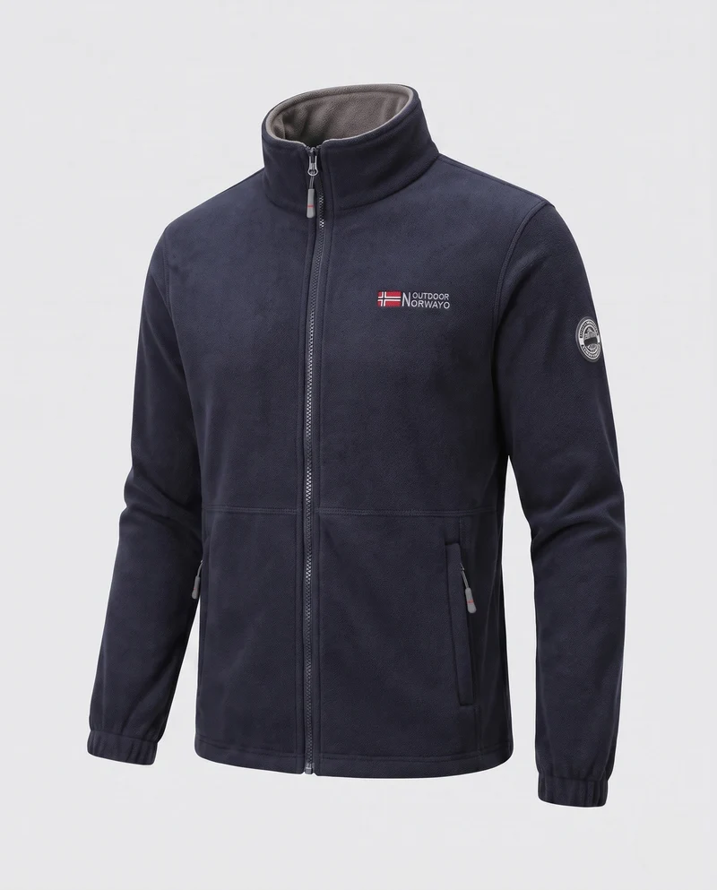 Herren Fleecejacke mit ganzflächigem Teddyfutter, hohem Kragen und Reißverschlusstaschen Nord Taschen