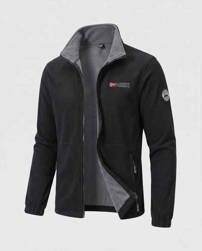 Herren Fleecejacke mit ganzflächigem Teddyfutter, hohem Kragen und Reißverschlusstaschen Nord Taschen