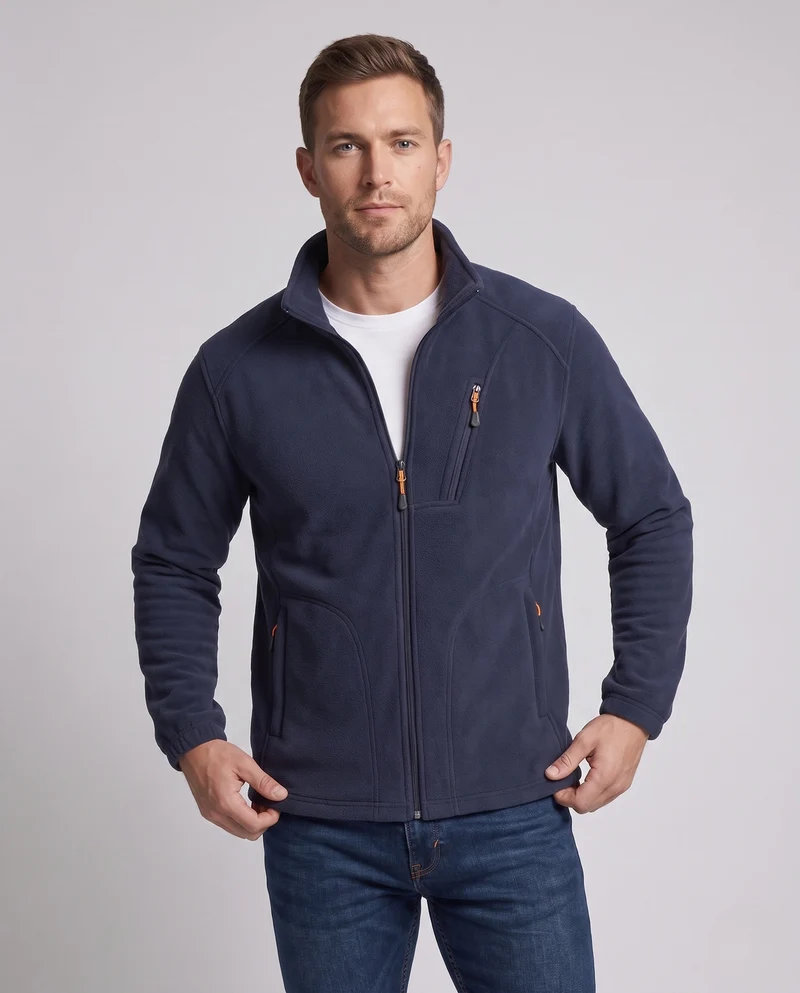 Herren-Fleecejacke mit wärmendem Innenfutter, Stehkragen und Reißverschlusstaschen Nord Taschen