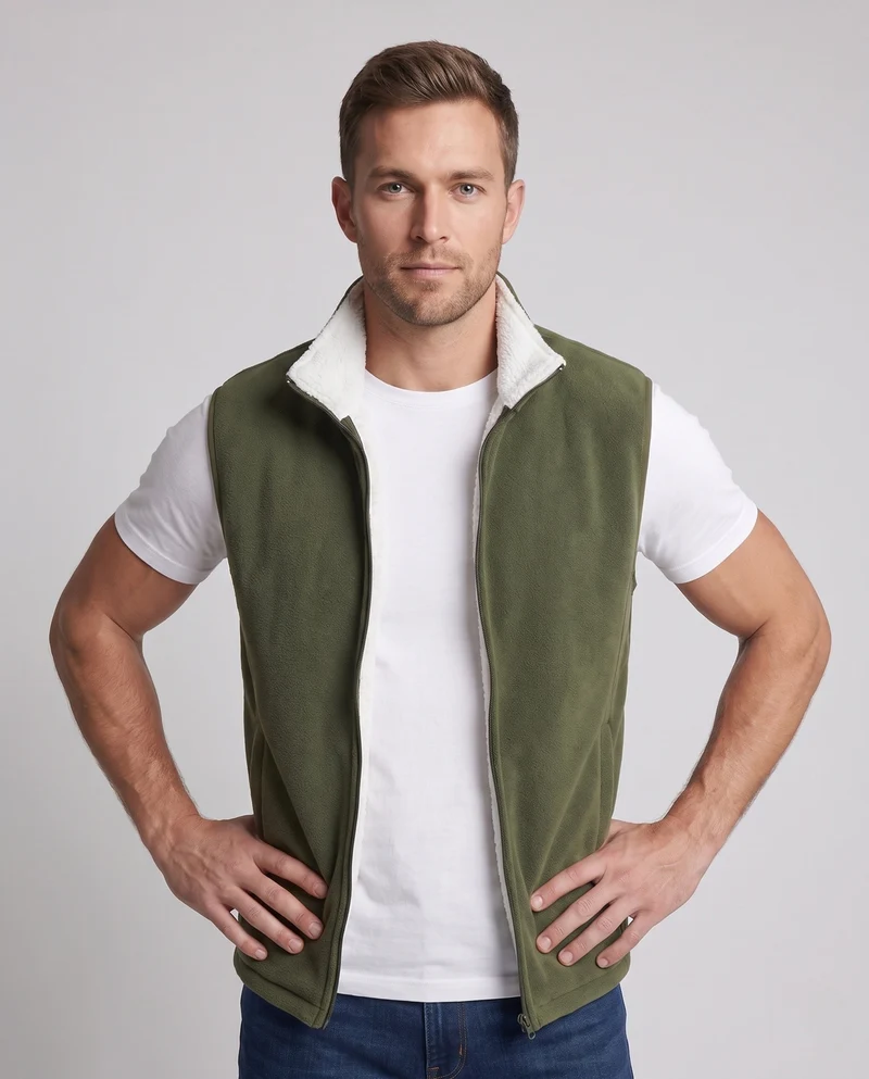 Herren Fleece-Weste mit hohem Stehkragen, durchgehendem Reißverschluss und Seitentaschen Nord Taschen
