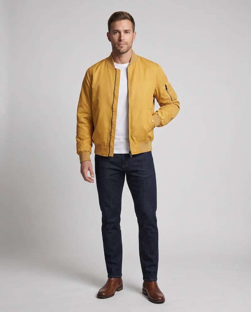 Herren Pilot Style Flug-Bomberjacke mit Armfach und Rippbündchen Nord Taschen