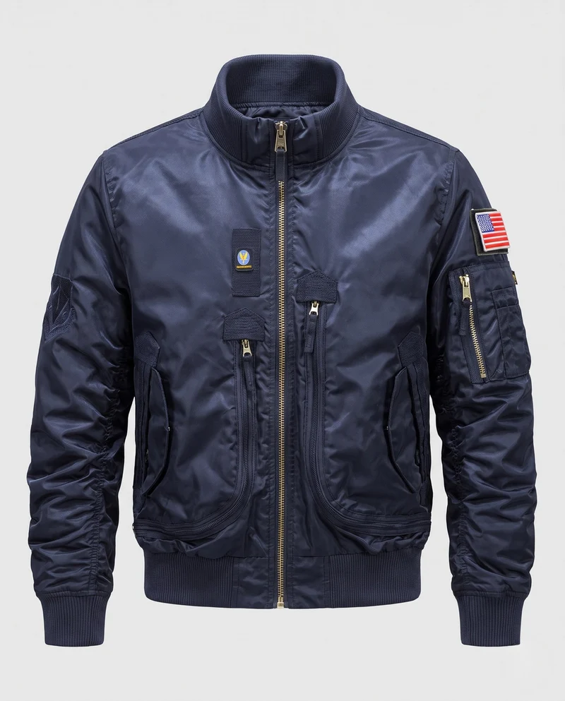 Herren Utility Style Bomberjacke mit Sleeve Organizer und Reißverschlusstaschen Nord Taschen