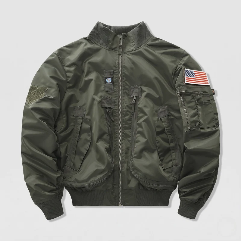 Herren-Pilotjacke im Utility-Look mit Taschenärmel und Patches Nord Taschen