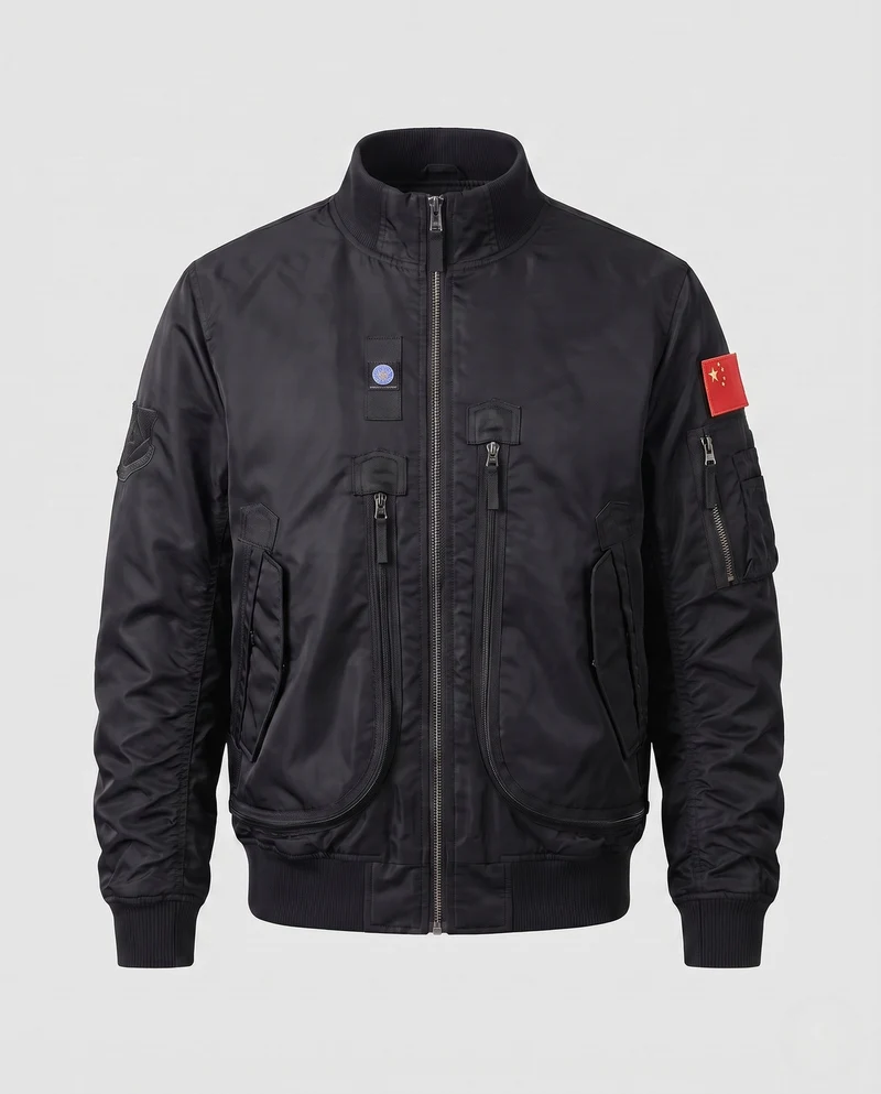Herren-Pilotjacke im Utility-Look mit Taschenärmel und Patches Nord Taschen