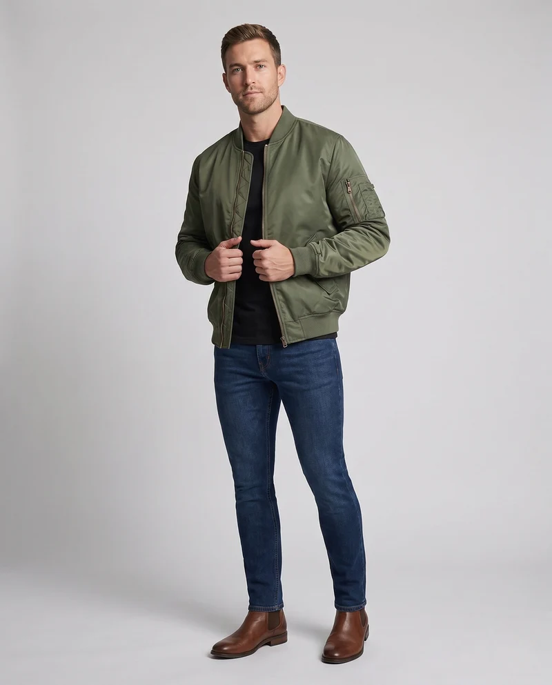 Männer gesteppte Bomberjacke im Aviator-Look Nord Taschen