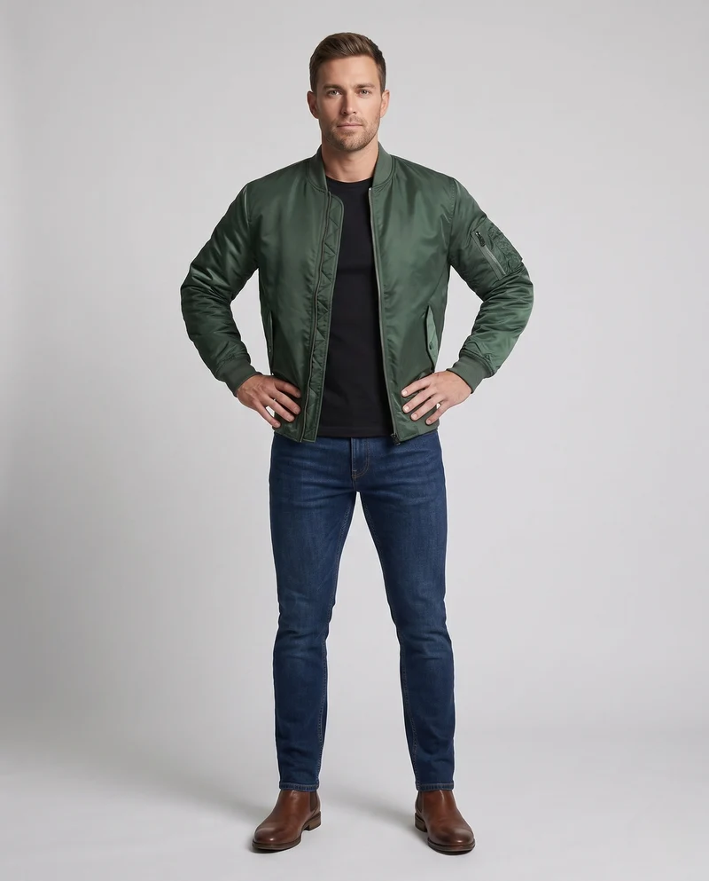 Herren gepolsterte Bomberjacke im Pilotenstil mit Armpocket und thermischer Polsterung Nord Taschen