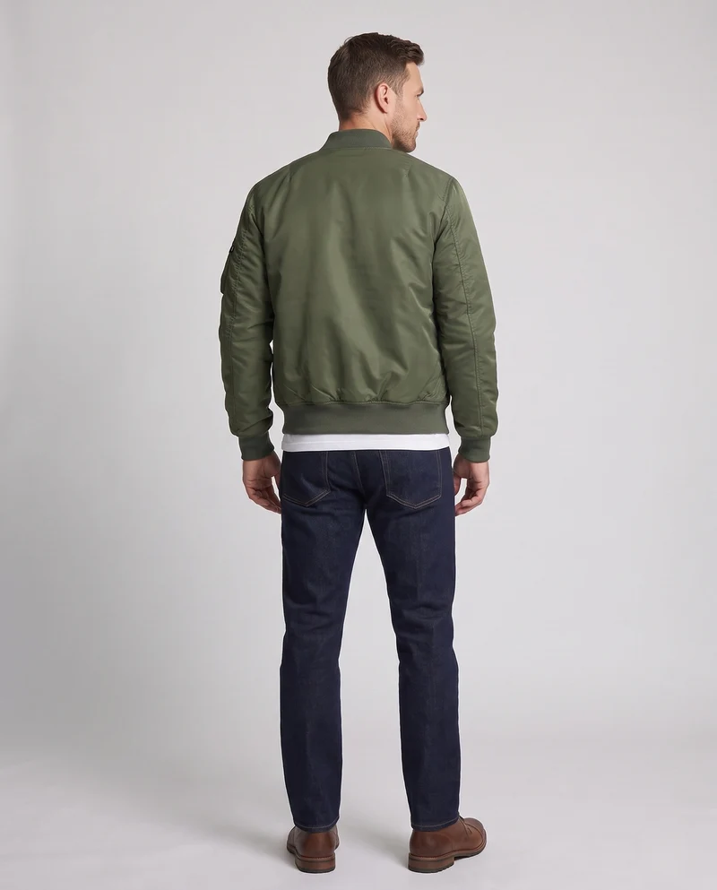 Herren gepolsterte Bomberjacke mit Camouflage-Futter und Fliegerstil-Armtasche Nord Taschen