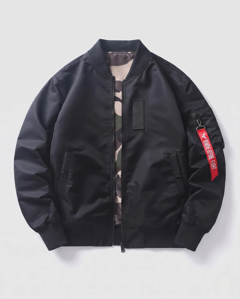Herren gepolsterte Bomberjacke mit Camouflage-Futter und Fliegerstil-Armtasche Nord Taschen
