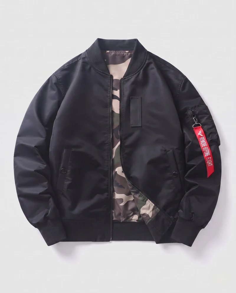Herren gepolsterte Bomberjacke mit Camouflage-Futter und Fliegerstil-Armtasche Nord Taschen