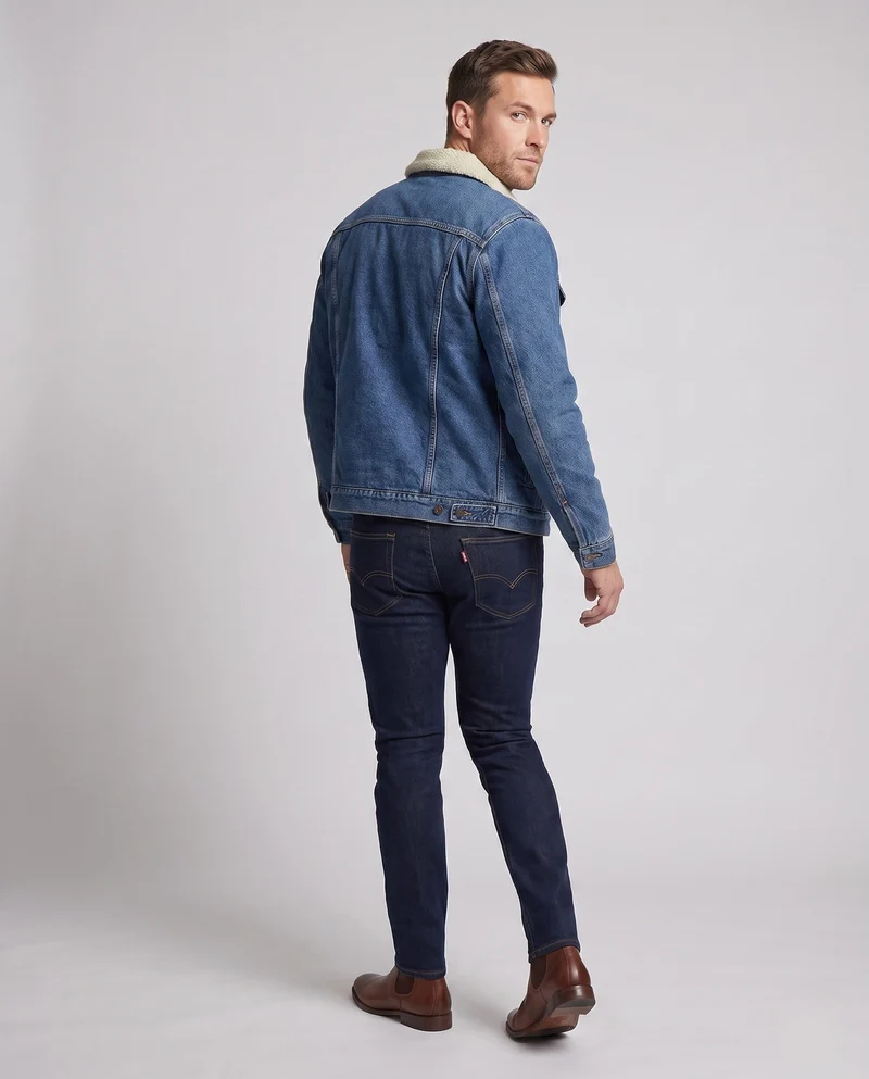 Männer gefütterte Jeansjacke mit Sherpa-Futter und Hemdkragen Nord Taschen