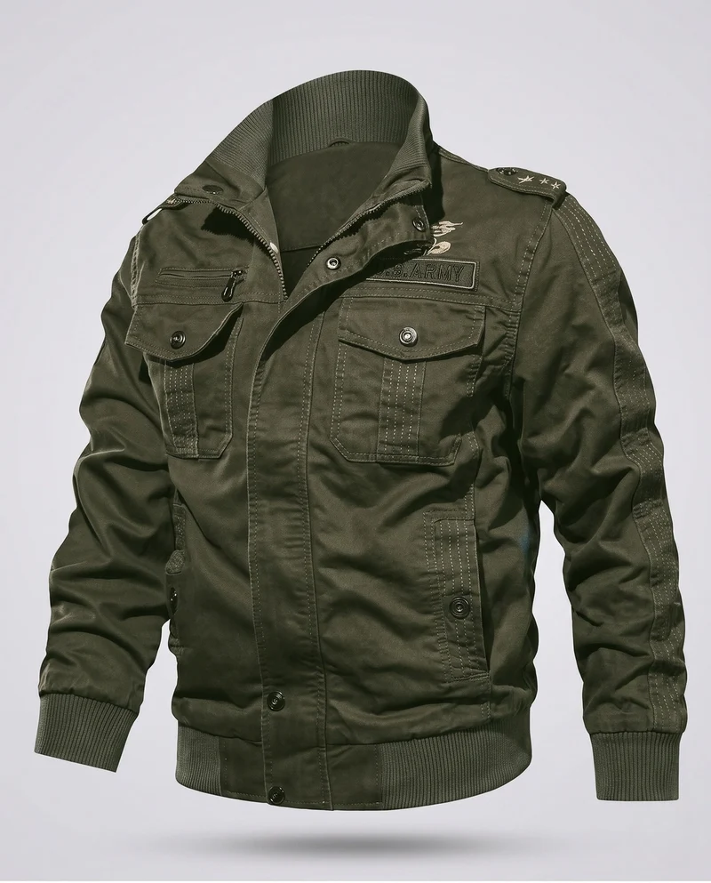 Herren isolierte Feld-Bomberjacke mit Teddy-Fleece-Futter und Patten-Taschen Nord Taschen