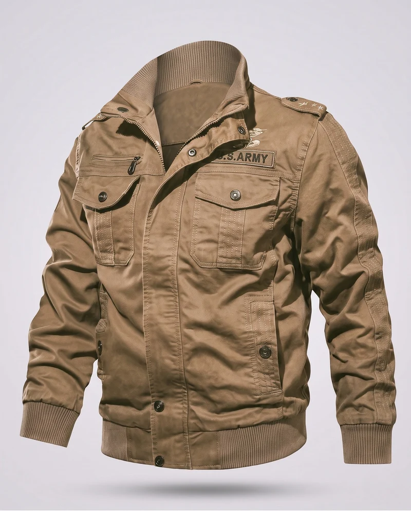 Herren isolierte Feld-Bomberjacke mit Teddy-Fleece-Futter und Patten-Taschen Nord Taschen