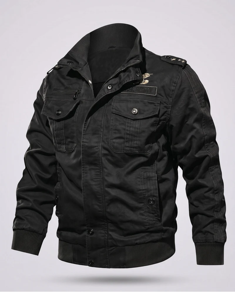 Herren isolierte Feld-Bomberjacke mit Teddy-Fleece-Futter und Patten-Taschen Nord Taschen