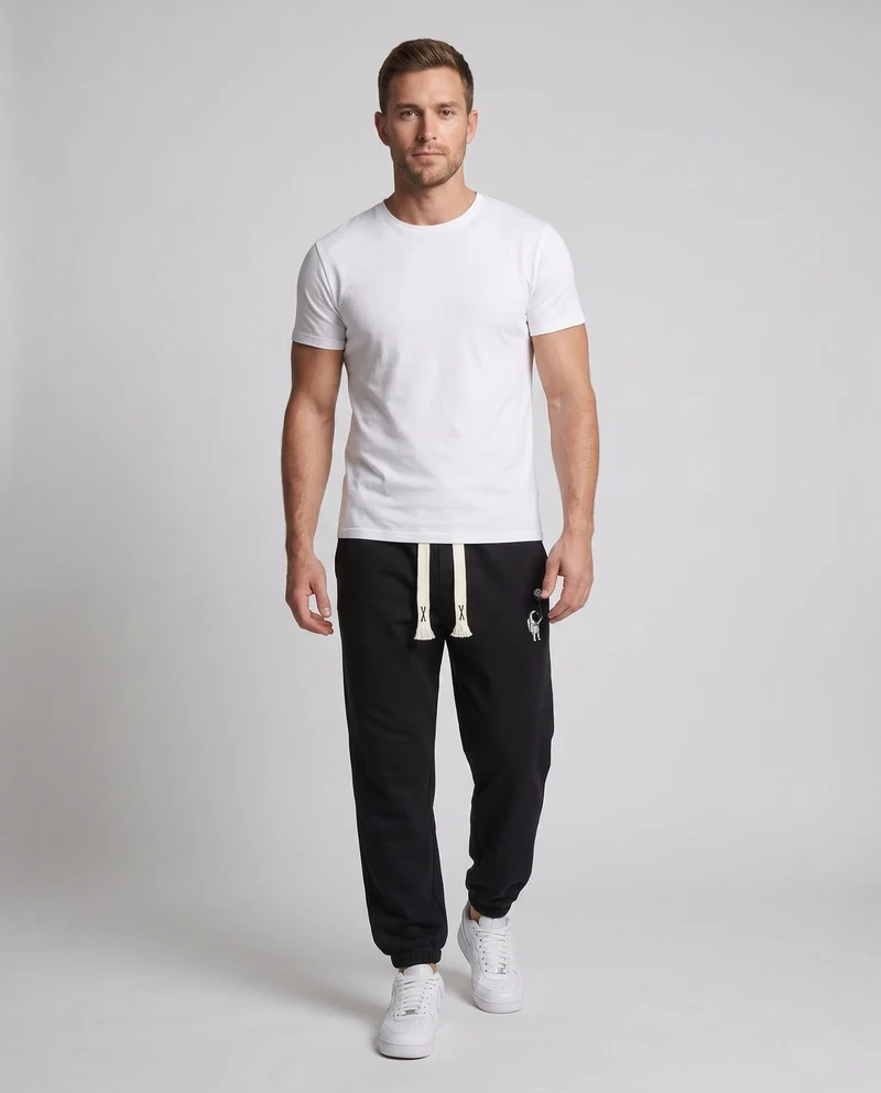 Herren Fleece Jogginghose mit Futter, Kordelzug, elastischen Bündchen und Astronauten Druck Nord Taschen