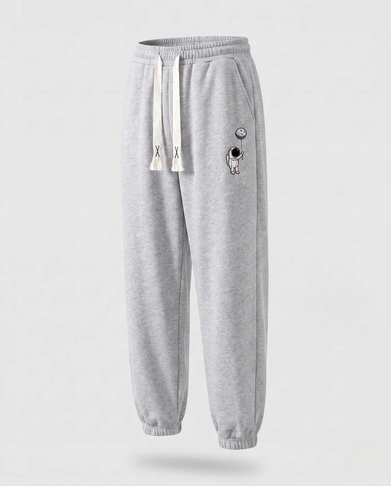 Herren Fleece Jogginghose mit Futter, Kordelzug, elastischen Bündchen und Astronauten Druck Nord Taschen