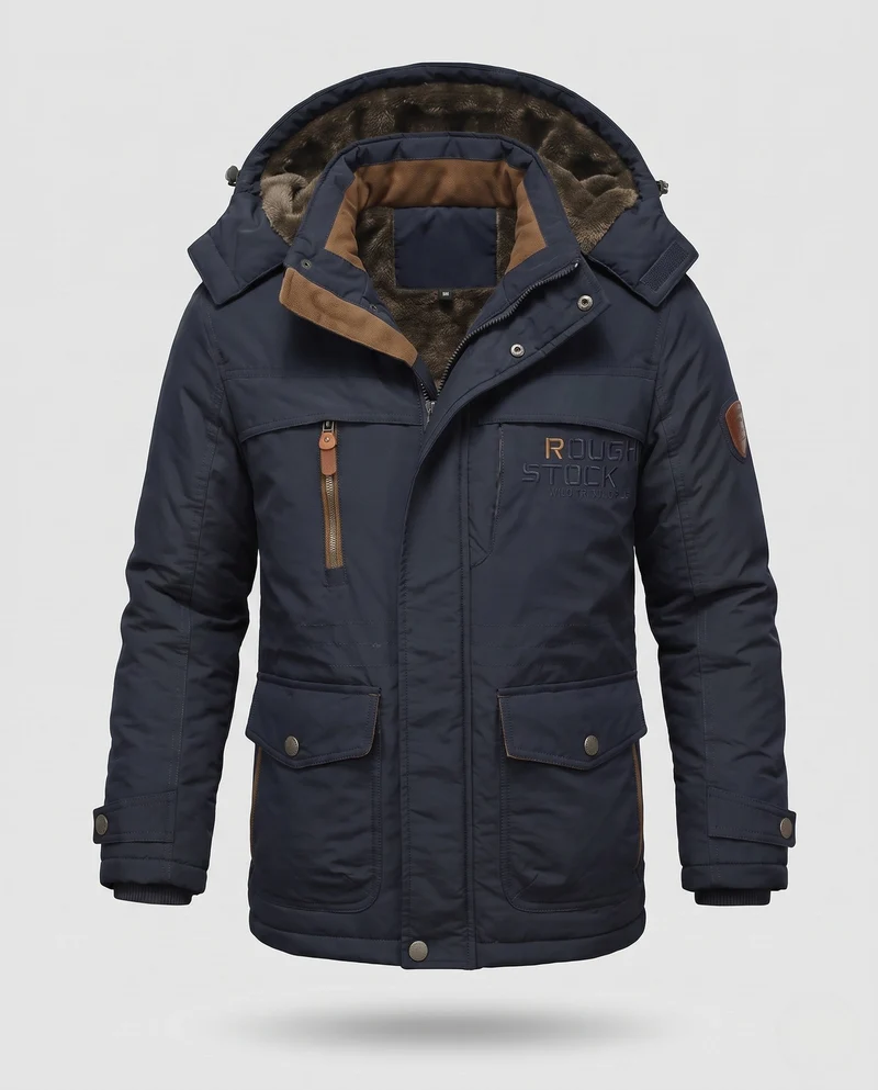 Herren gepolsterte Canvas-Feldparka mit Kapuze, Thermo-Isolation und multifunktionalen Taschen Nord Taschen
