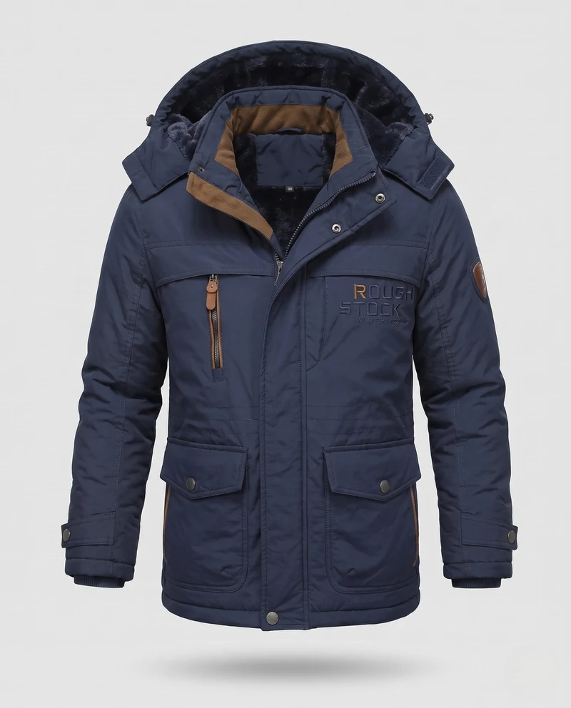Herren gepolsterte Canvas-Feldparka mit Kapuze, Thermo-Isolation und multifunktionalen Taschen Nord Taschen
