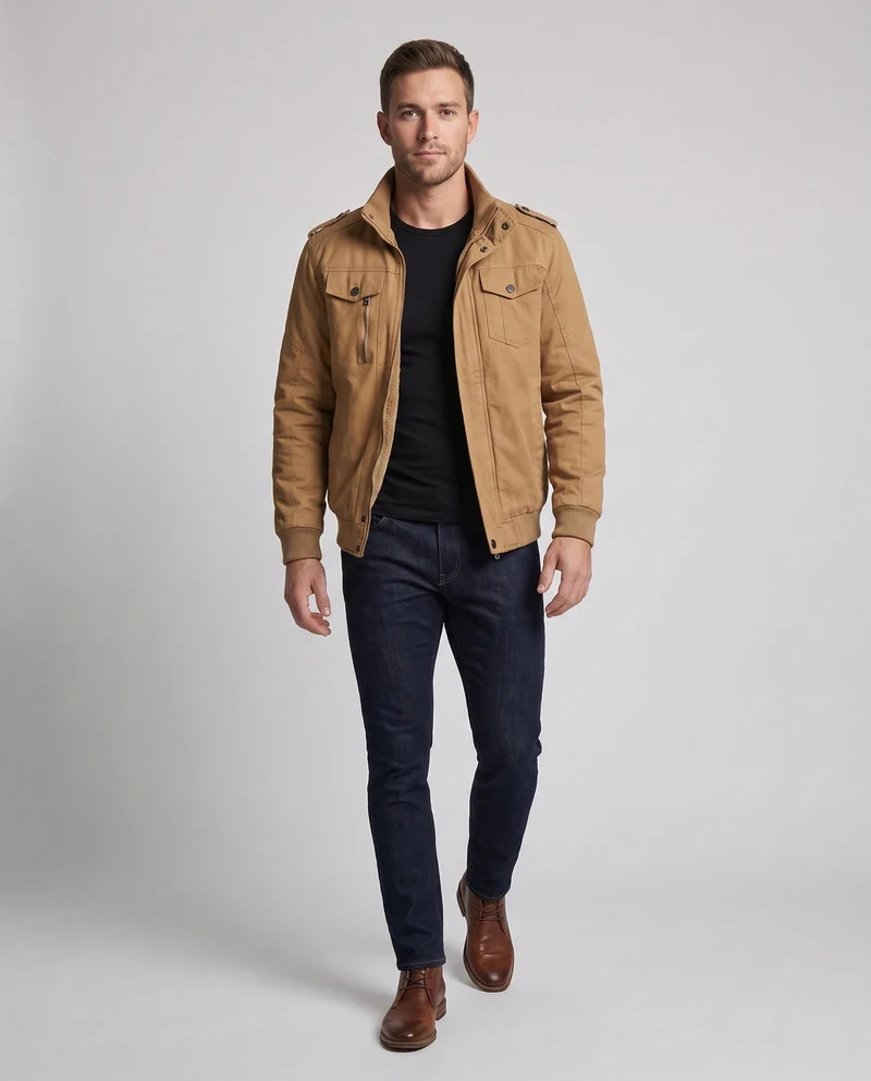 Herren gepolsterte Canvas Flugjacke Nord Taschen