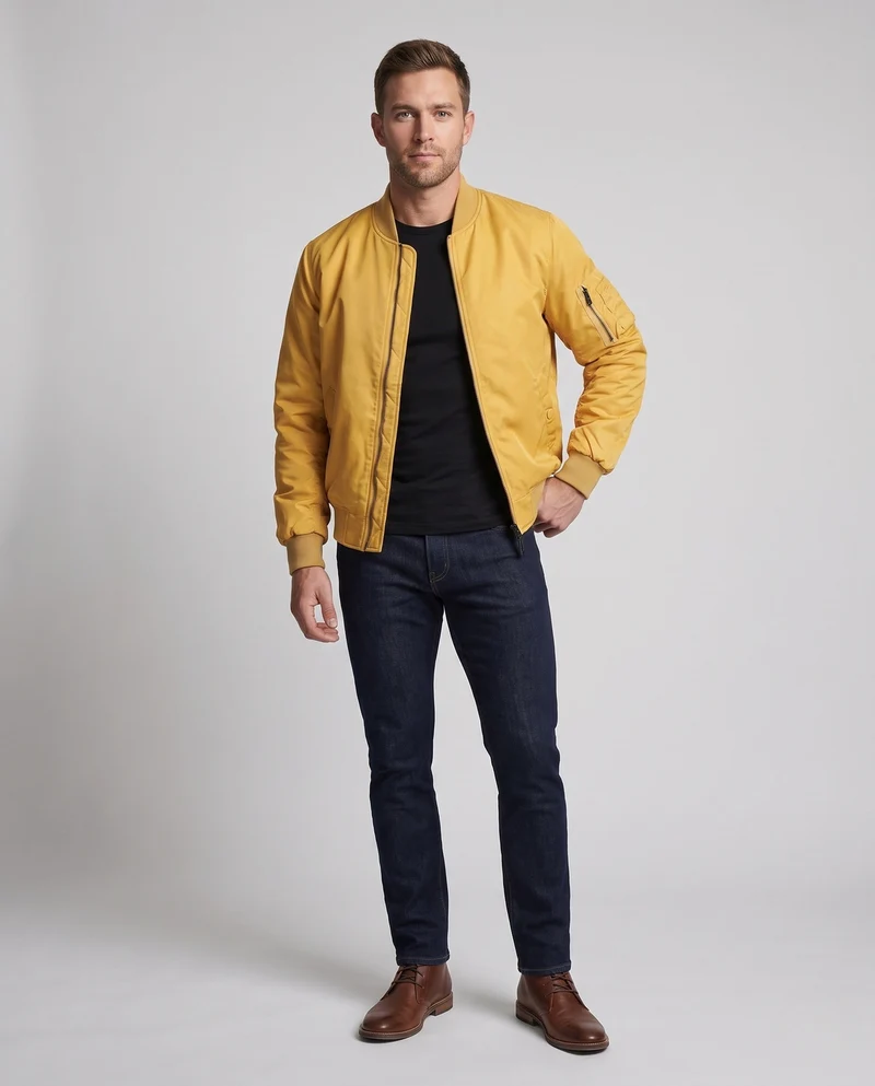 Herren gepolsterte Bomberjacke im Aviator-Stil mit Sleeve Utility Pocket und gepolstertem Thermofutter Nord Taschen