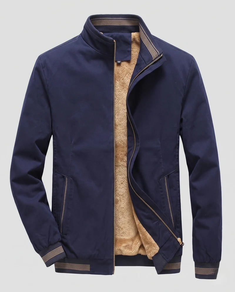 Herren gepolsterte Bomberjacke mit warmem Teddy-Futter und elastischen Rippbündchen Nord Taschen