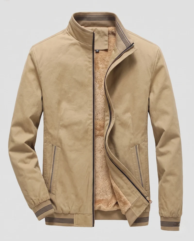 Herren gepolsterte Bomberjacke mit warmem Teddy-Futter und elastischen Rippbündchen Nord Taschen