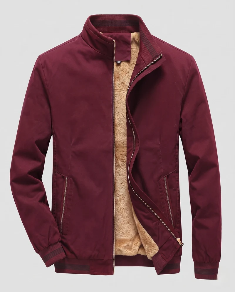 Herren gepolsterte Bomberjacke mit warmem Teddy-Futter und elastischen Rippbündchen Nord Taschen