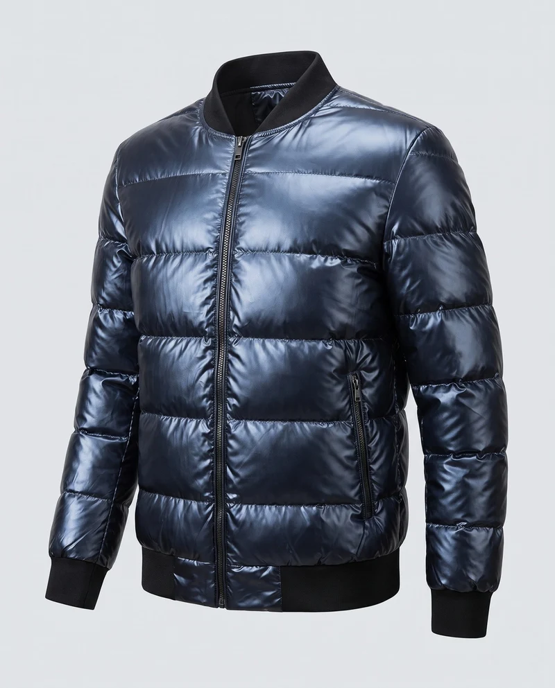 Herren gesteppte Jacke mit glänzender Oberfläche und Stehkragen Nord Taschen