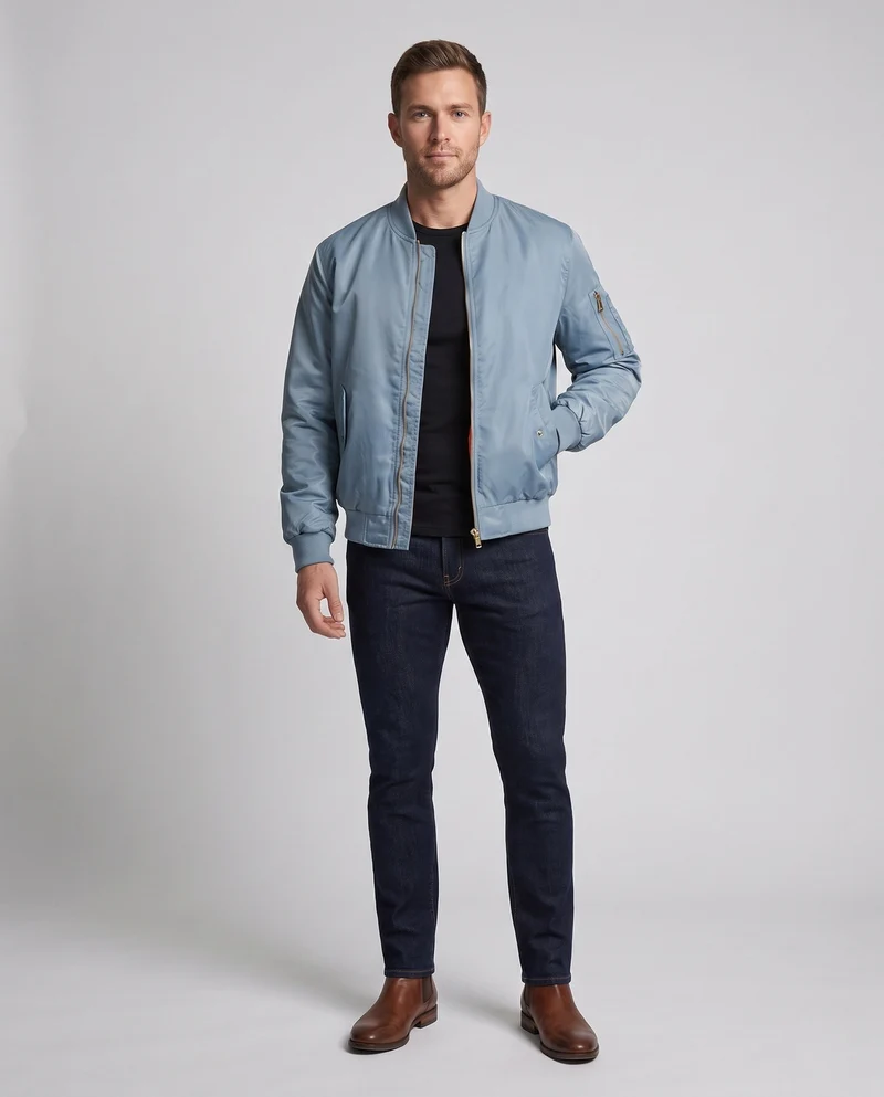 Herren glänzender Nylon-Bomber mit gestepptem thermischem Futter Nord Taschen