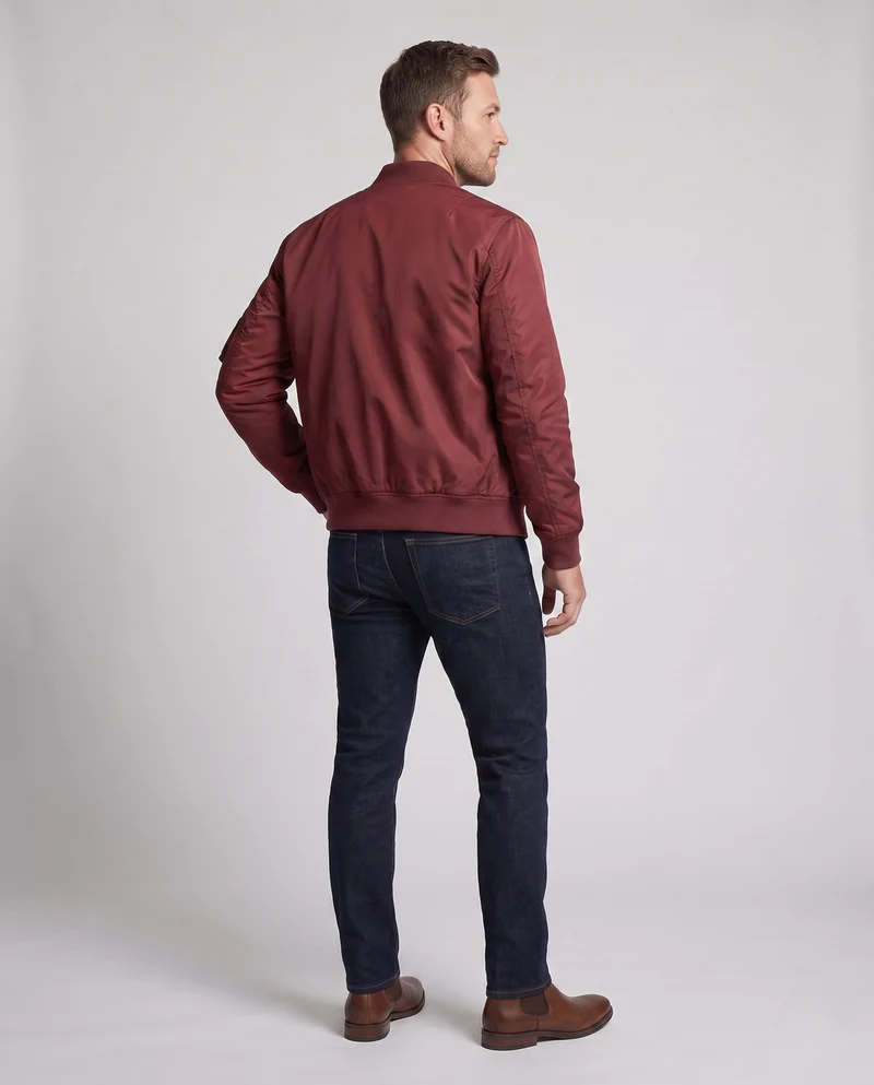 Herren isolierte Nylon Bomberjacke mit Utility-Tasche am Ärmel und gerippten Bündchen Nord Taschen