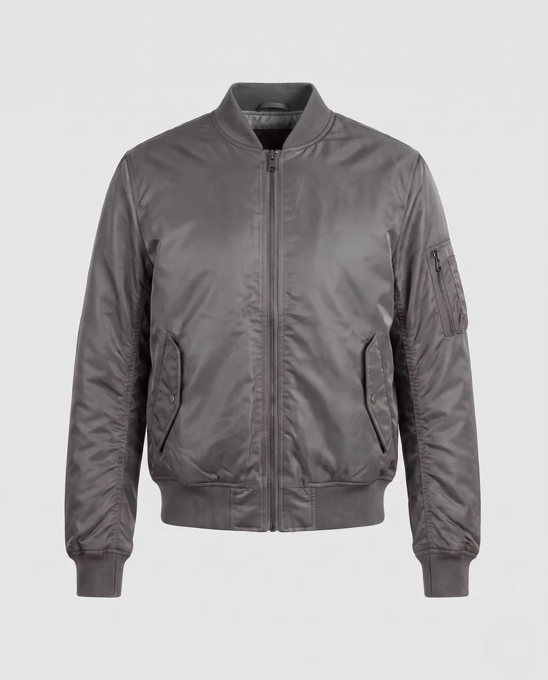 Herren isolierte Nylon Bomberjacke mit Utility-Tasche am Ärmel und gerippten Bündchen Nord Taschen