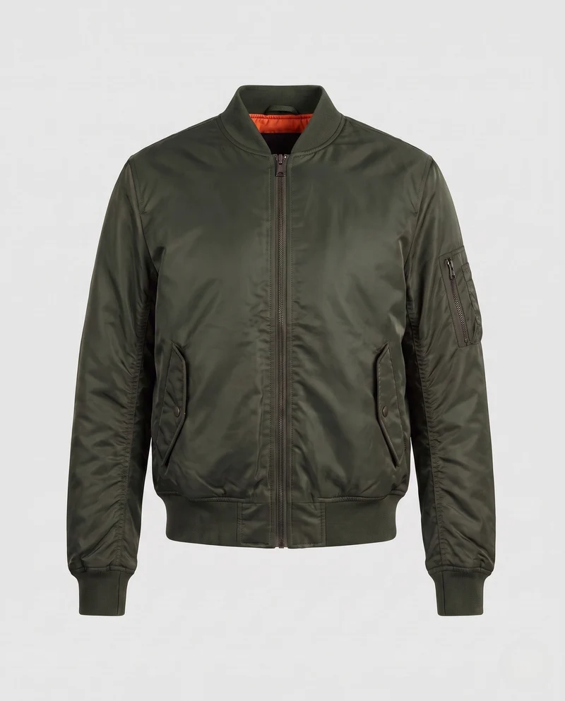 Herren isolierte Nylon Bomberjacke mit Utility-Tasche am Ärmel und gerippten Bündchen Nord Taschen
