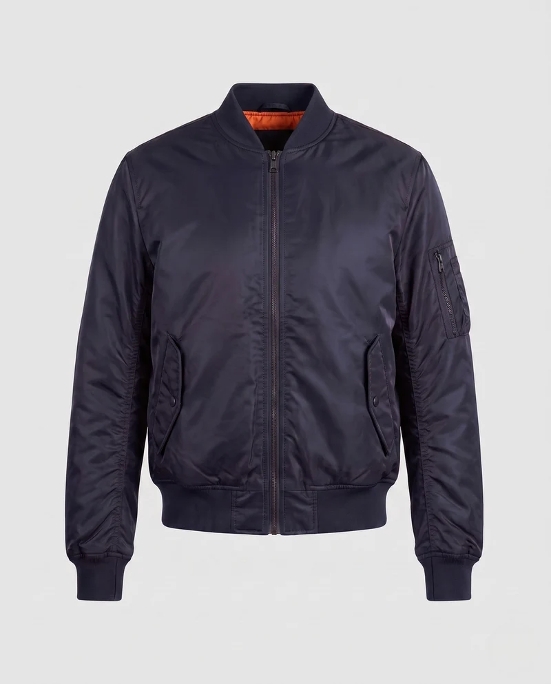 Herren isolierte Nylon Bomberjacke mit Utility-Tasche am Ärmel und gerippten Bündchen Nord Taschen