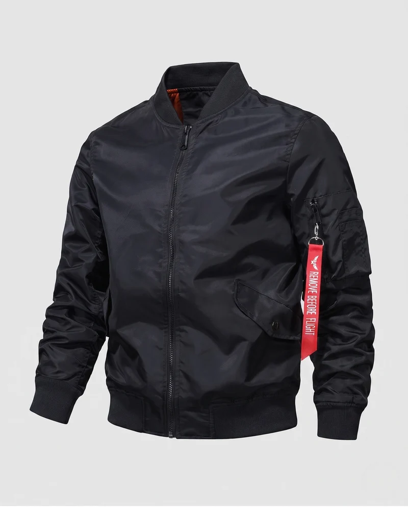 Herren isolierte Pilot-Bomberjacke im Aviation-Stil mit Ärmeltasche und gerippten Bündchen Nord Taschen