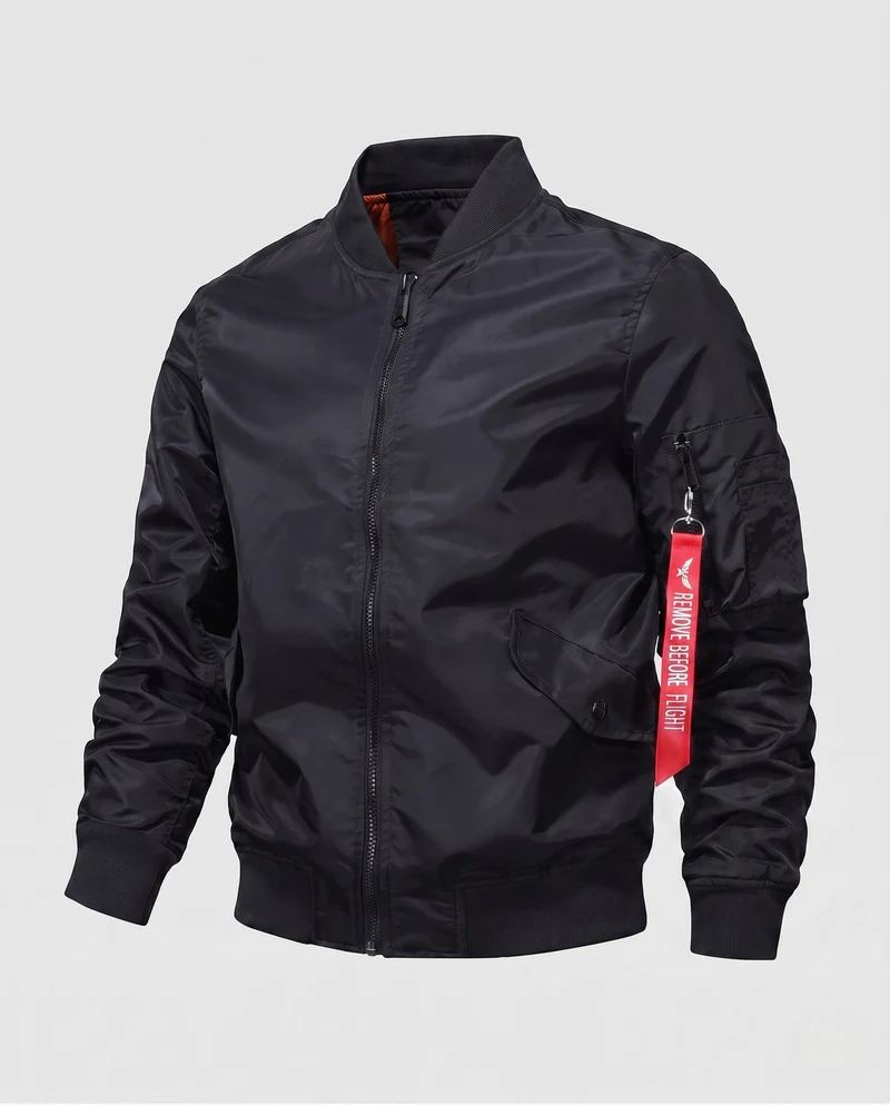 Herren isolierte Pilot-Bomberjacke im Aviation-Stil mit Ärmeltasche und gerippten Bündchen Nord Taschen