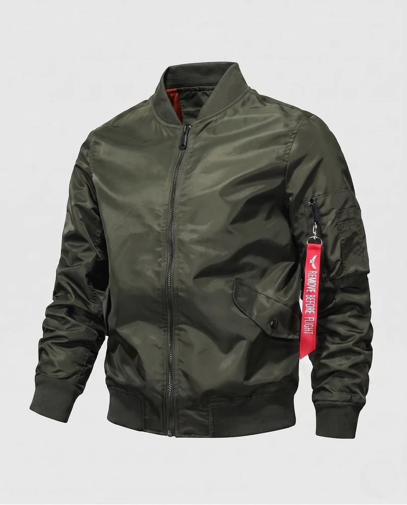 Herren isolierte Pilot-Bomberjacke im Aviation-Stil mit Ärmeltasche und gerippten Bündchen Nord Taschen